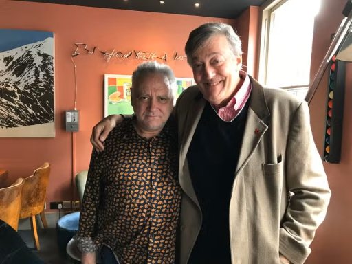 Tony and a certain Mr Fry, from documentary What's The Matter With Tony Slattery? (Sundog, 2020)